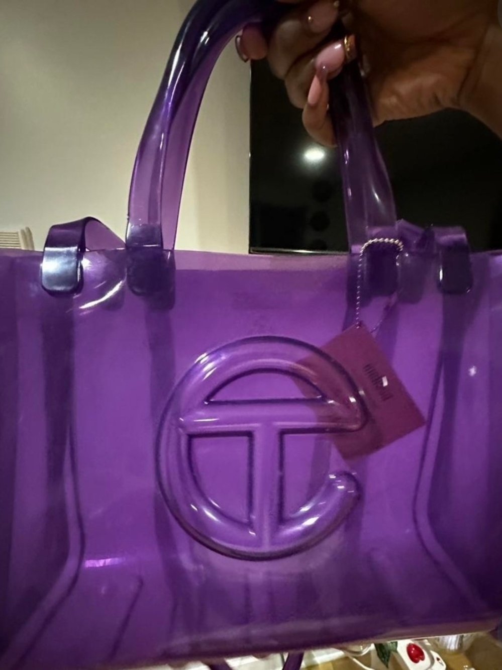 Telfar Medium Purple Clear Tote Bag with Logo Accent